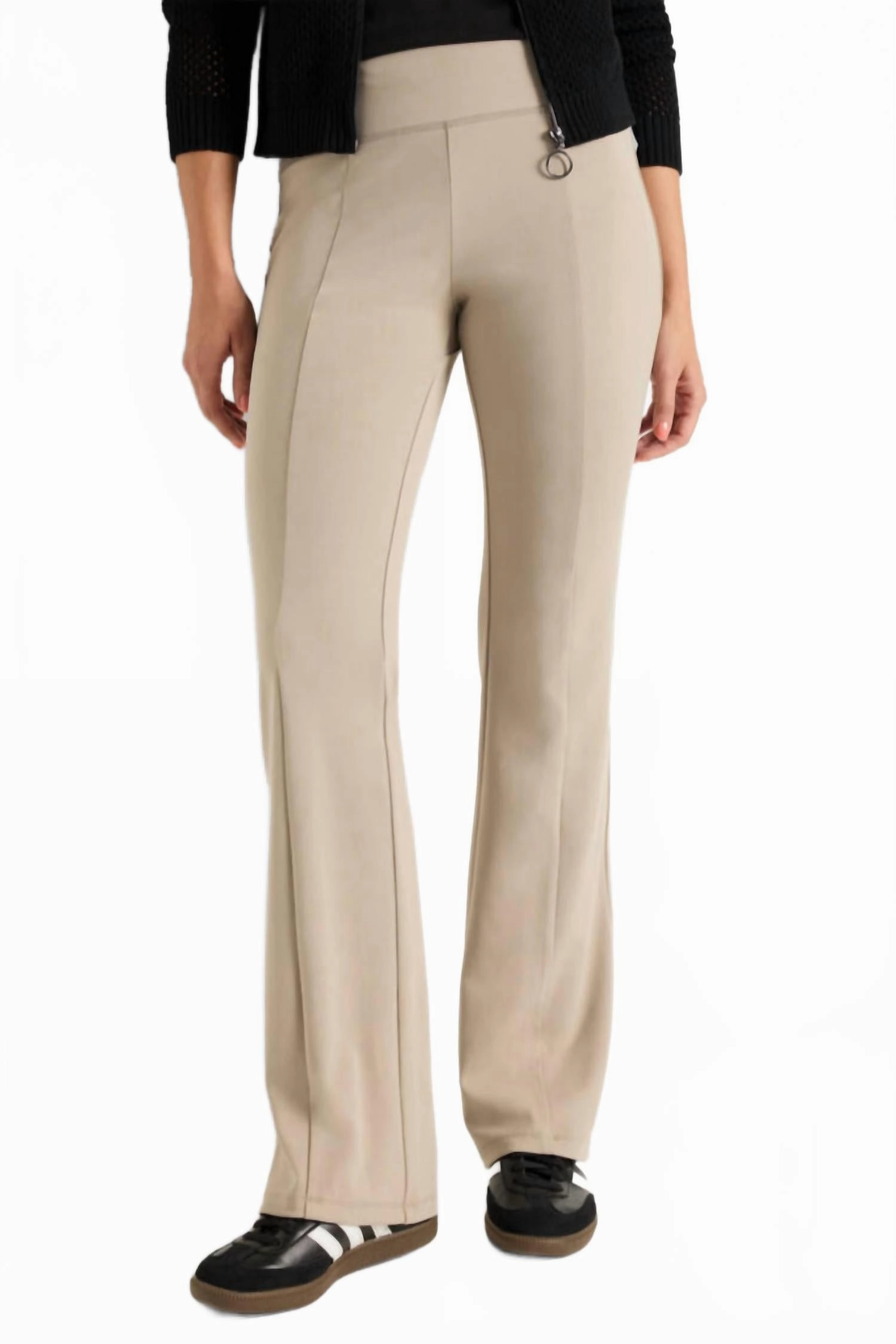 Party Look Weekend Warrior Hidden Rivet Details Luxe Stretch Bootcut Pant In Cobblestone