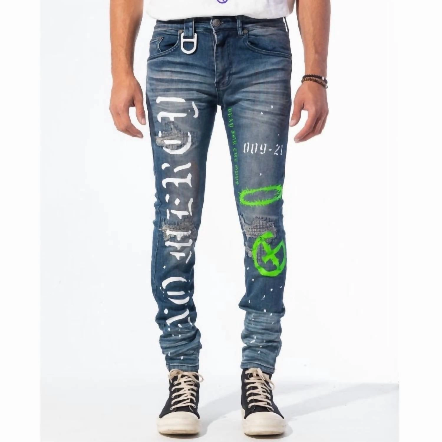 Anti Sagging Technology Minimalist Pocket Layout Men's Accomplice Denim Jeans In Green