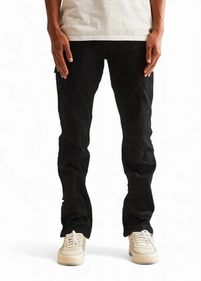 Teen Outfit Elegant Luxury Textured Athlete Fit Owen Straight Denim Jean In Jet Black