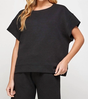 Madeline Textured Lounge Set In Navy Relaxed Silhouette French Terry