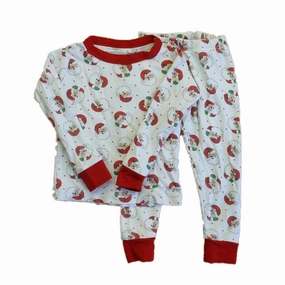 Magnolia Baby Unisex White Santa 2-piece Pajamas Easy Care Material