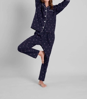 Marina Skier Print Pajama Set Split hem fade resistant color
