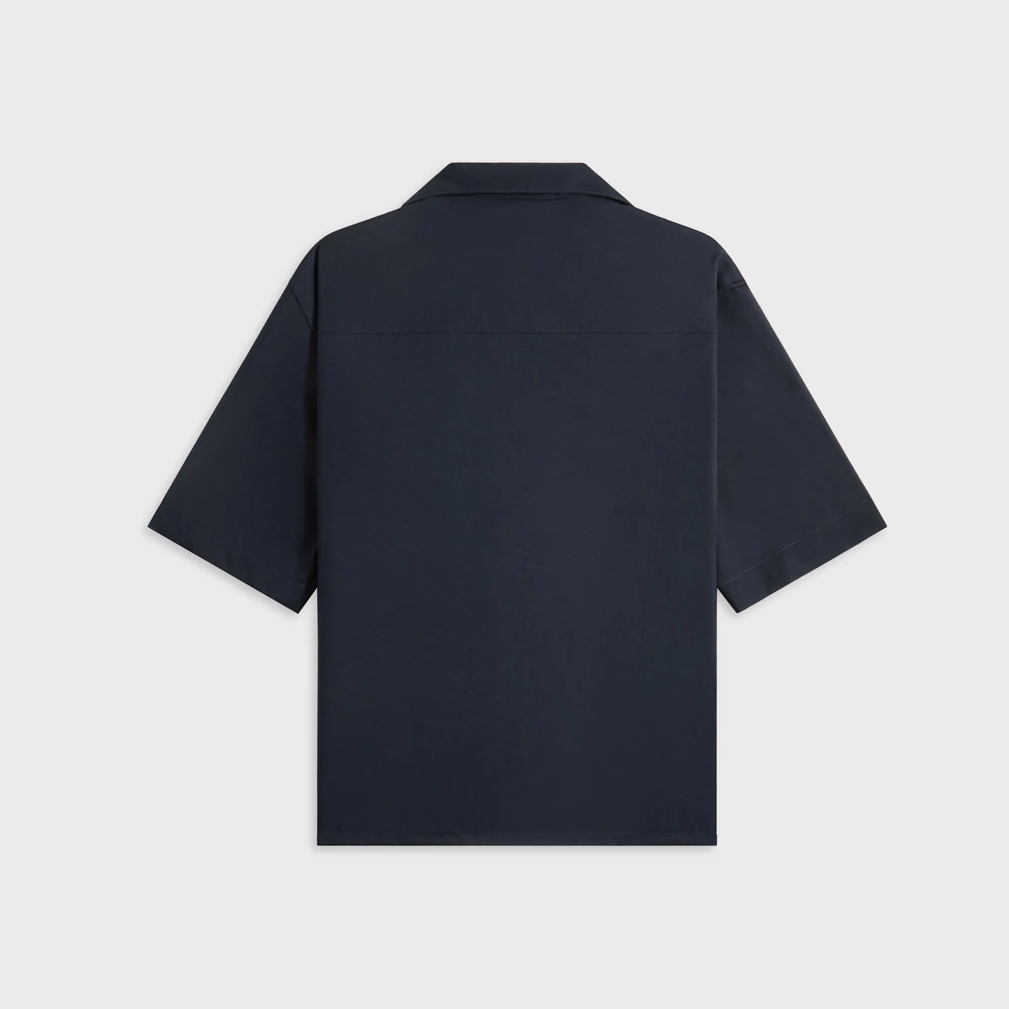 Ruffle Edge Corporate Event Marni Blue Tropical Wool Bowling Shirt - Blue / Black