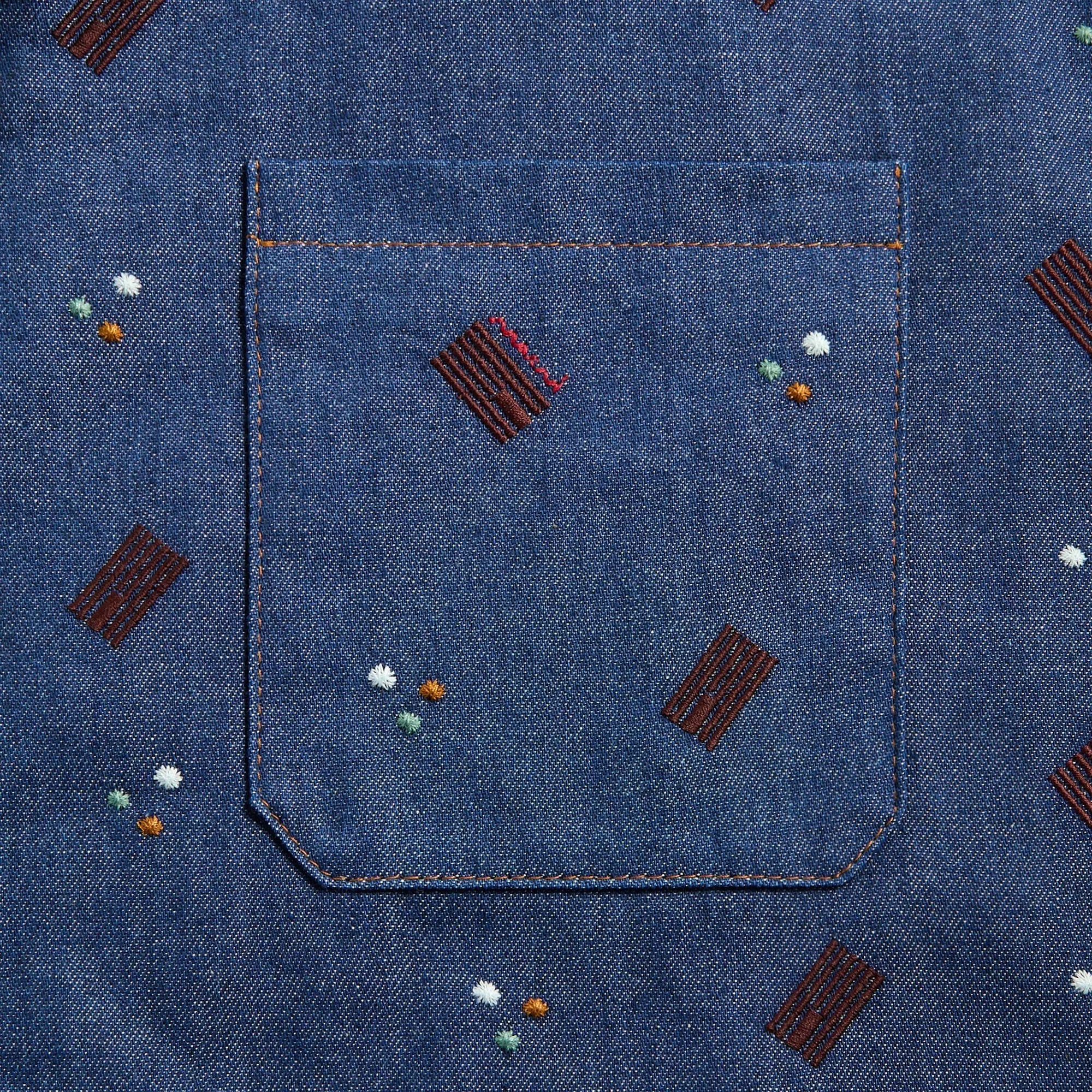 Pocket Detail Non Irritating Tags Marni Embroidered Shirt - Blue
