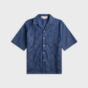 Classic Collar Marni Embroidered Shirt - Blue