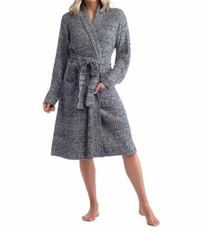 Marshmallow Rib Robe In Heather Black French Terry