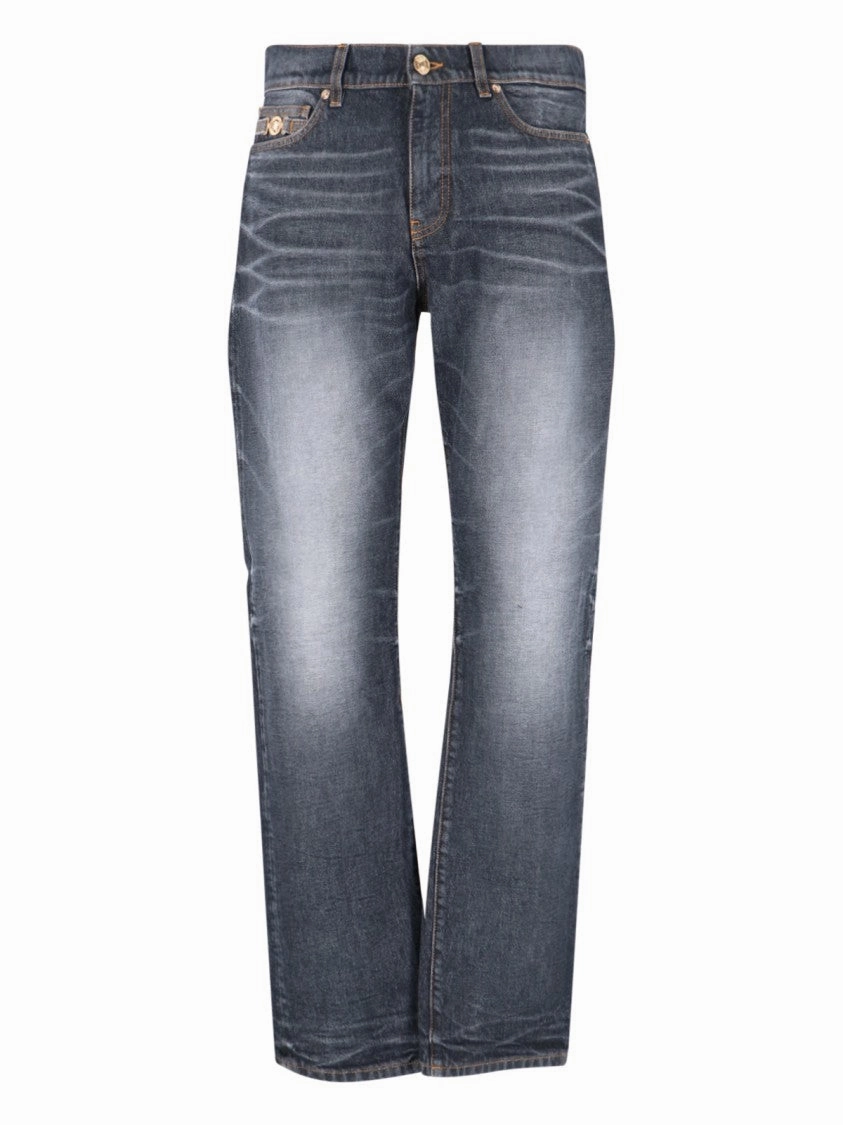 Medusa Biggie" Jeans Blue Travel Outfit Student Outfit Lightweight Loose Textured Travel Outfit