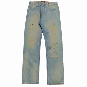 Anti Slip Waistband Men's Destroyed Jeans In 400 Blue