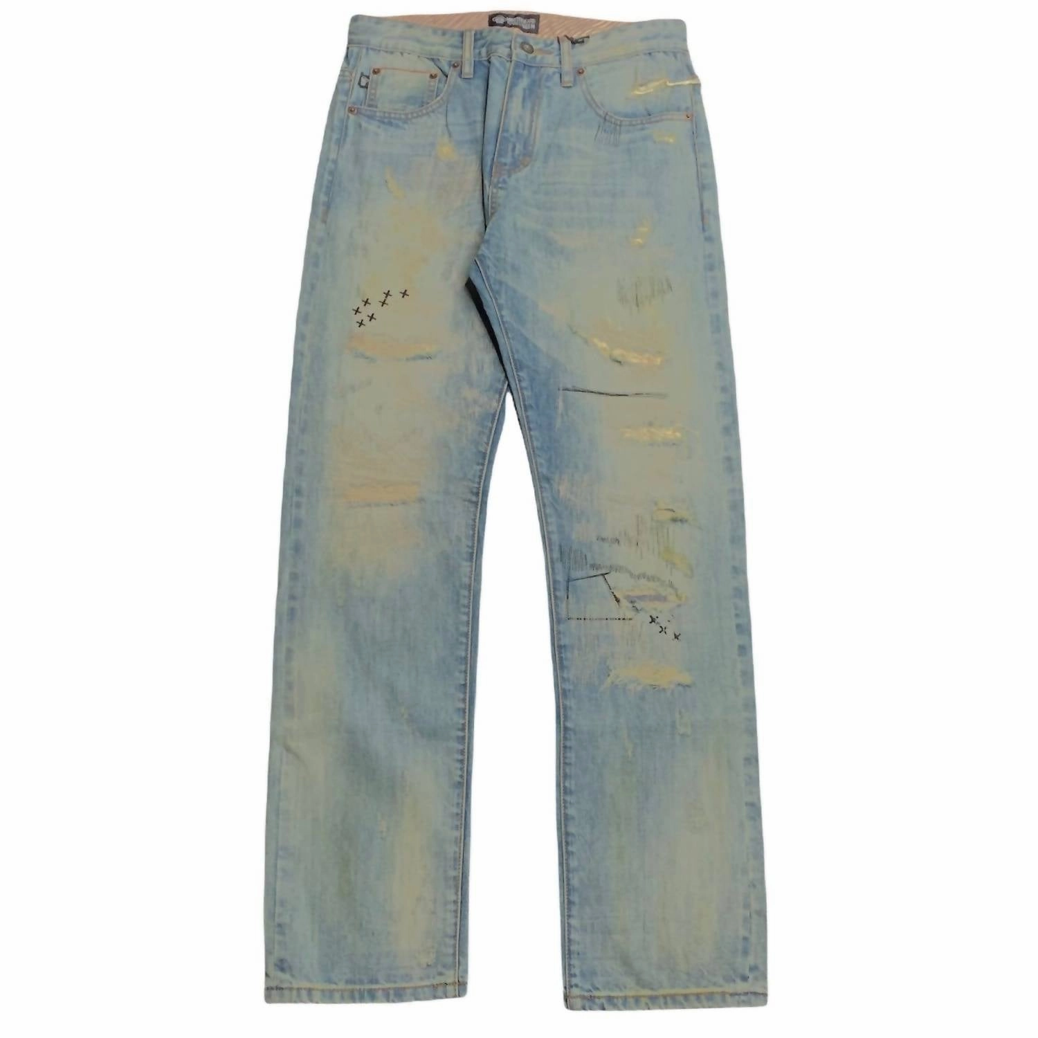 Anti Slip Waistband Men's Destroyed Jeans In 400 Blue