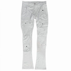 Men's Flare Flight Cargo Pants In Light Grey Comfort Wear Timeless Cut