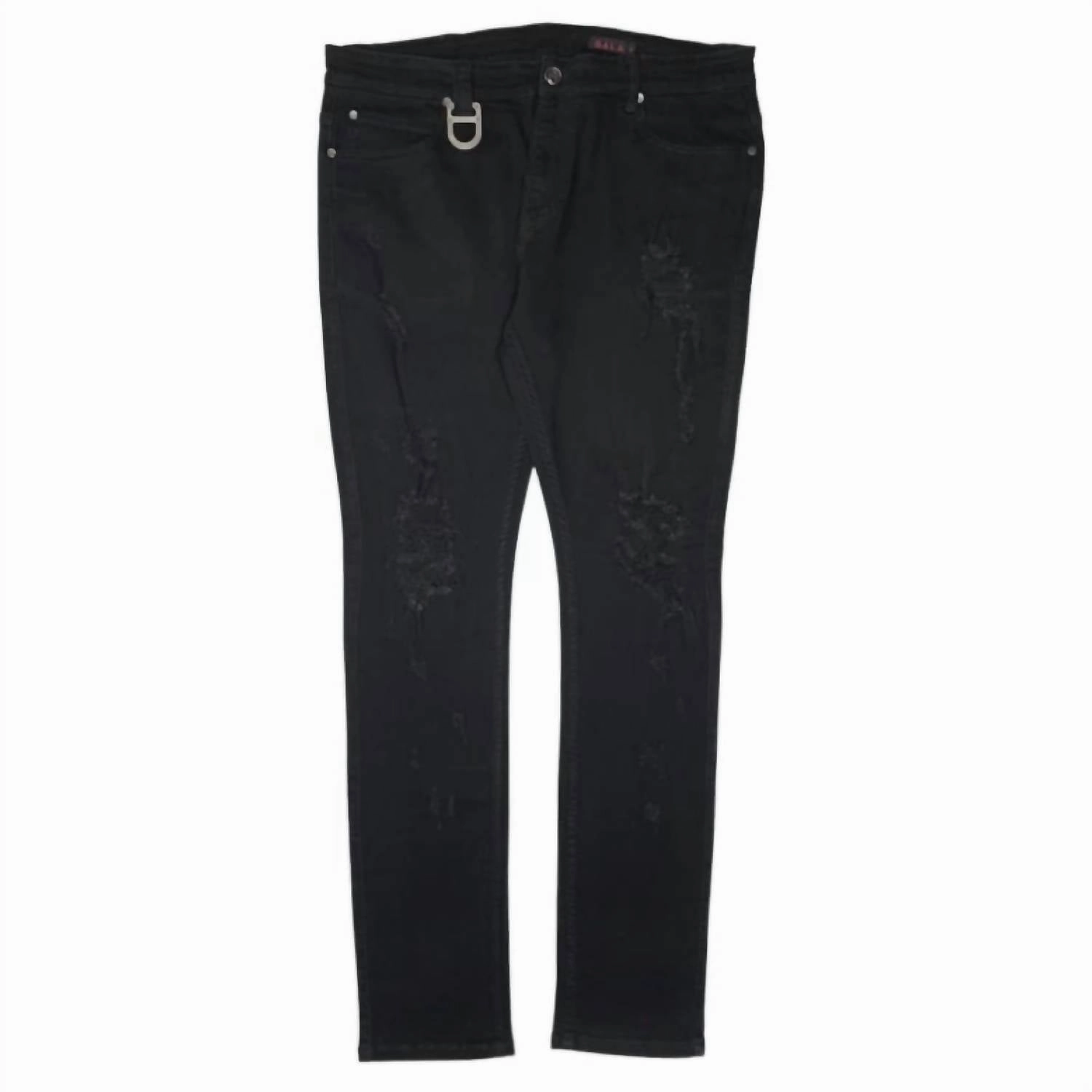 Basic Style Anti Slip Belt Loops Men's Floyd Denim Jean In Black