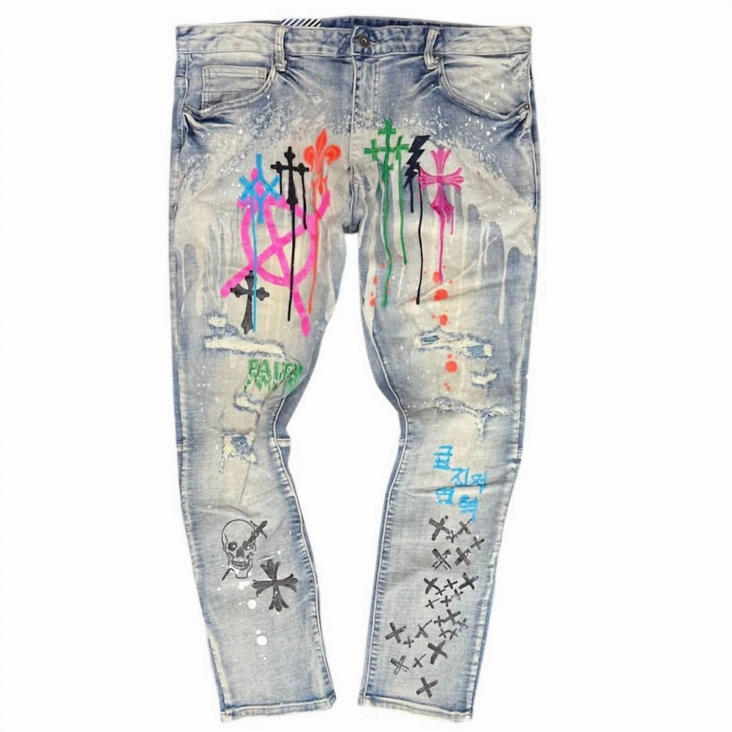 Rainy Day Chill Outfit Nature Lover Men's Gothic Fashion Jeans In Bowery Blue