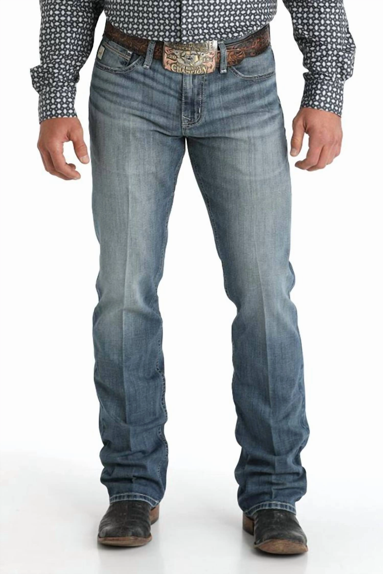 Men's Ian Slim Fit Boot-Cut Mid-Rise Stone Wash Jean In Med_Blue Artist Vibe Premium