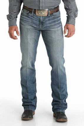Men's Ian Slim Fit Boot-Cut Mid-Rise Stone Wash Jean In Med_Blue Artist Vibe Premium