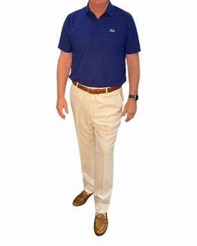 Men's Linen Blend Pants In Off White Basic Fashion