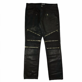 Anti Slip Waistband Men's Moto Jean In Black/gold