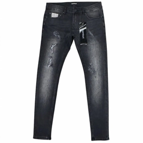 Men's Skinny Denim Jean In Dark Grey Breathable Work Meeting Relaxed Style Breathable Feel