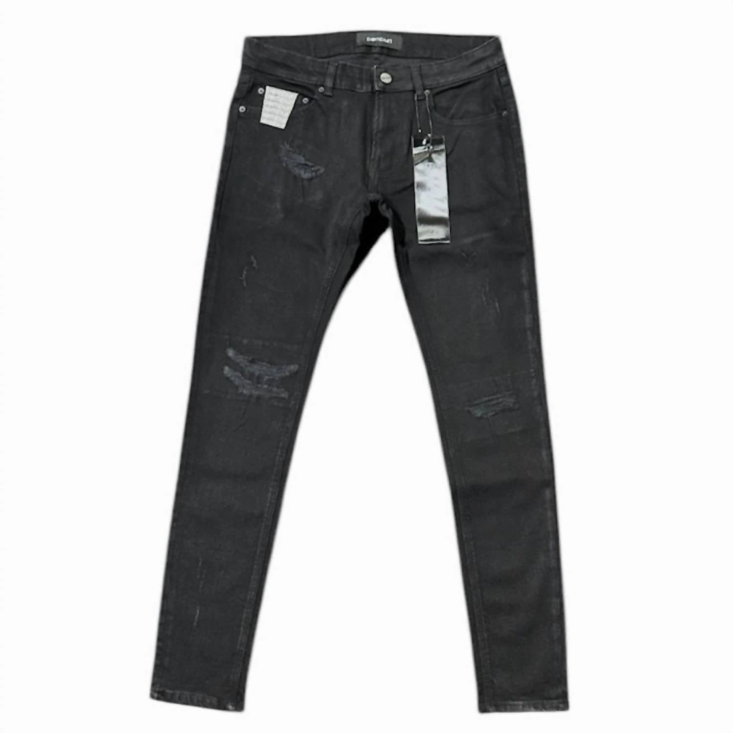 Men's Skinny Denim Jean In Jet Black Modern Minimalist Creative Look Home Comfort Neutral Fit Piece