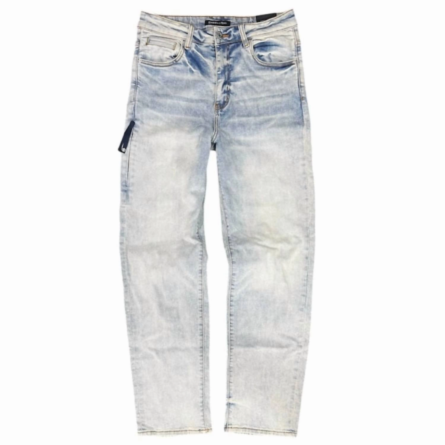 Men's Straight Denim Jeans In Light Blue Breathable Lining