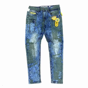 Family Style Gym Ready Daily Wear Men's Tiger Vs Crane Denim Jeans In Blue/black