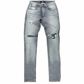 Men's Zack Flag Skinny Jean In Grey Wash Sustainable Beach Day Party Look Sunny Vibes Couple Look