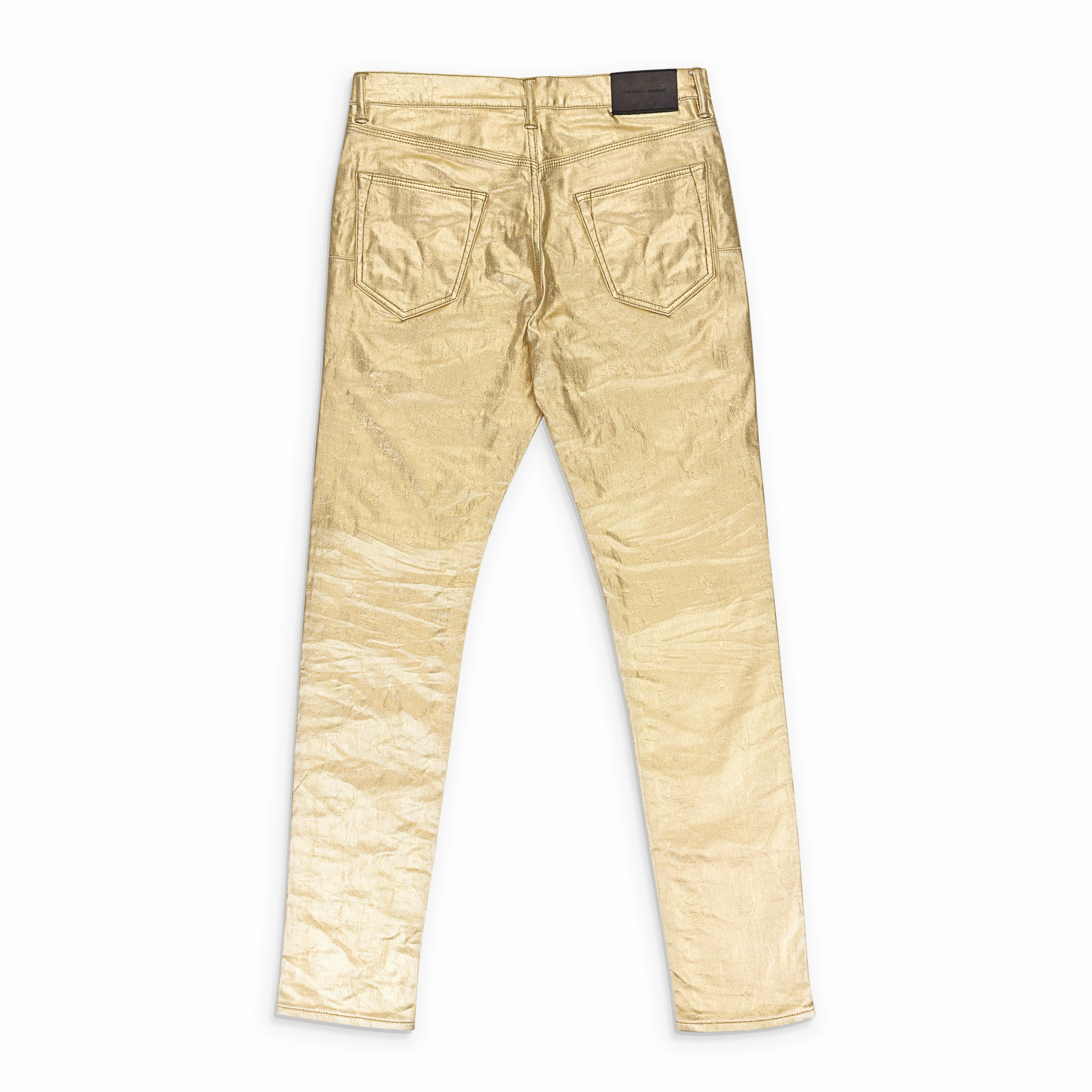 Modern Minimalist Fashion Lover METALLIC MONOGRAM YELLOW SKINNY JEANS