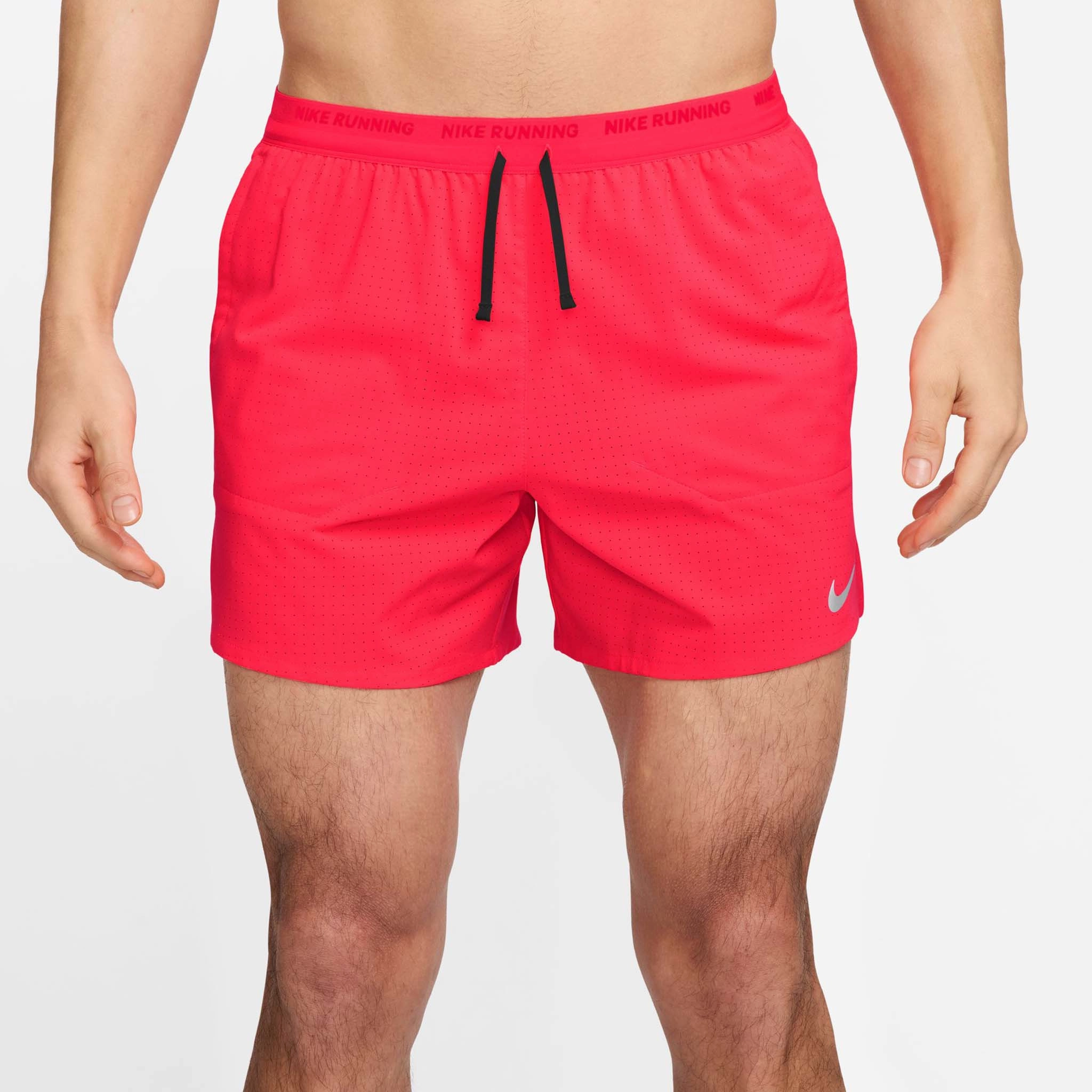 NonRestrictive Movement Panels bracelet venue Nike | Men's Stride Dri-FIT 5" Brief-Lined Perforated Running Shorts - Bright Crimson/Reflective Silver