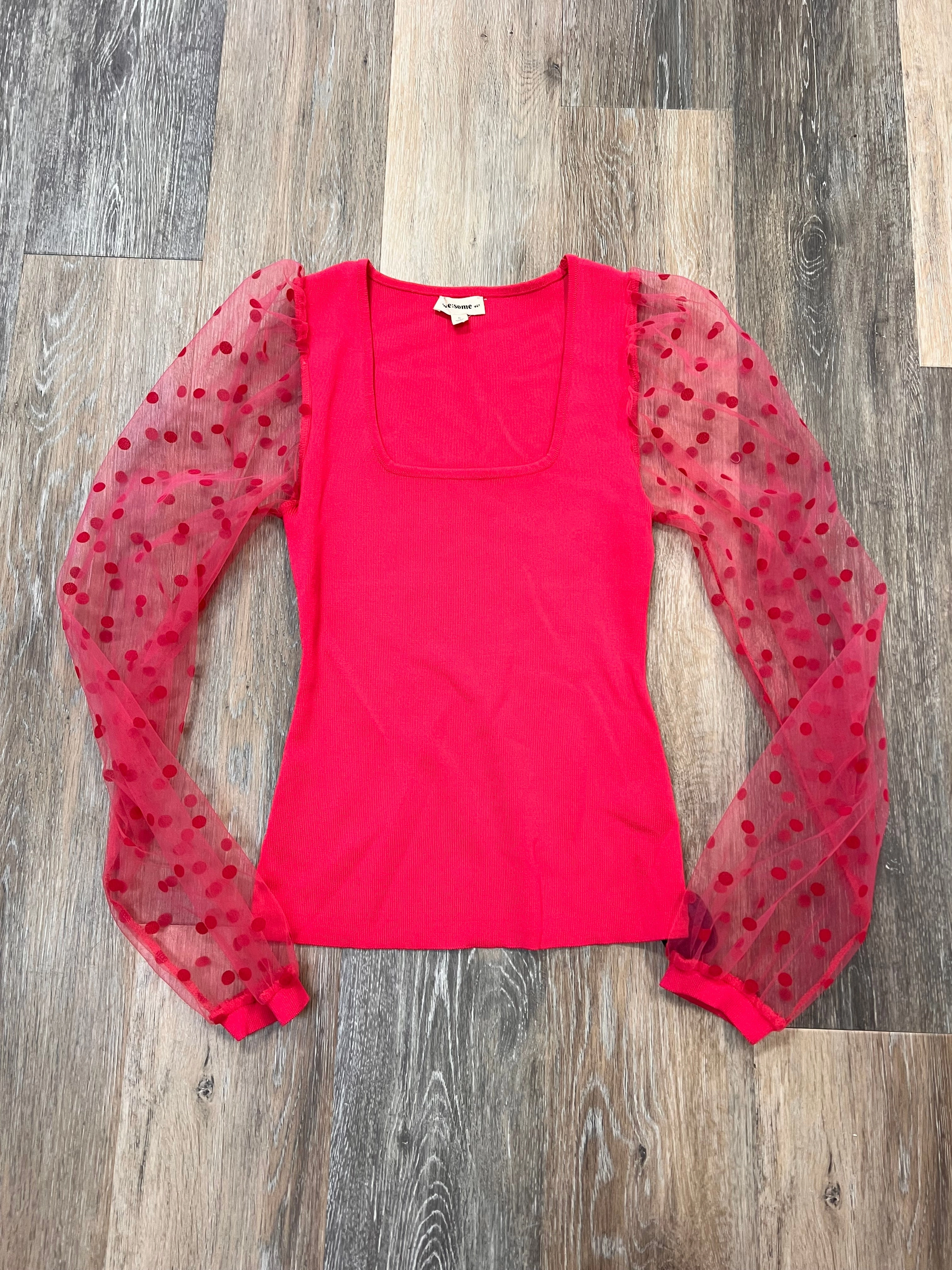 NonToxic Certification DoubleStitchedHem Top Long Sleeve By Ee Some In Pink, Size: S