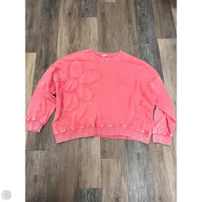 Contrast Stitch Accent Fade Resistant Finish Top Long Sleeve By Easel In Pink, Size: 2x