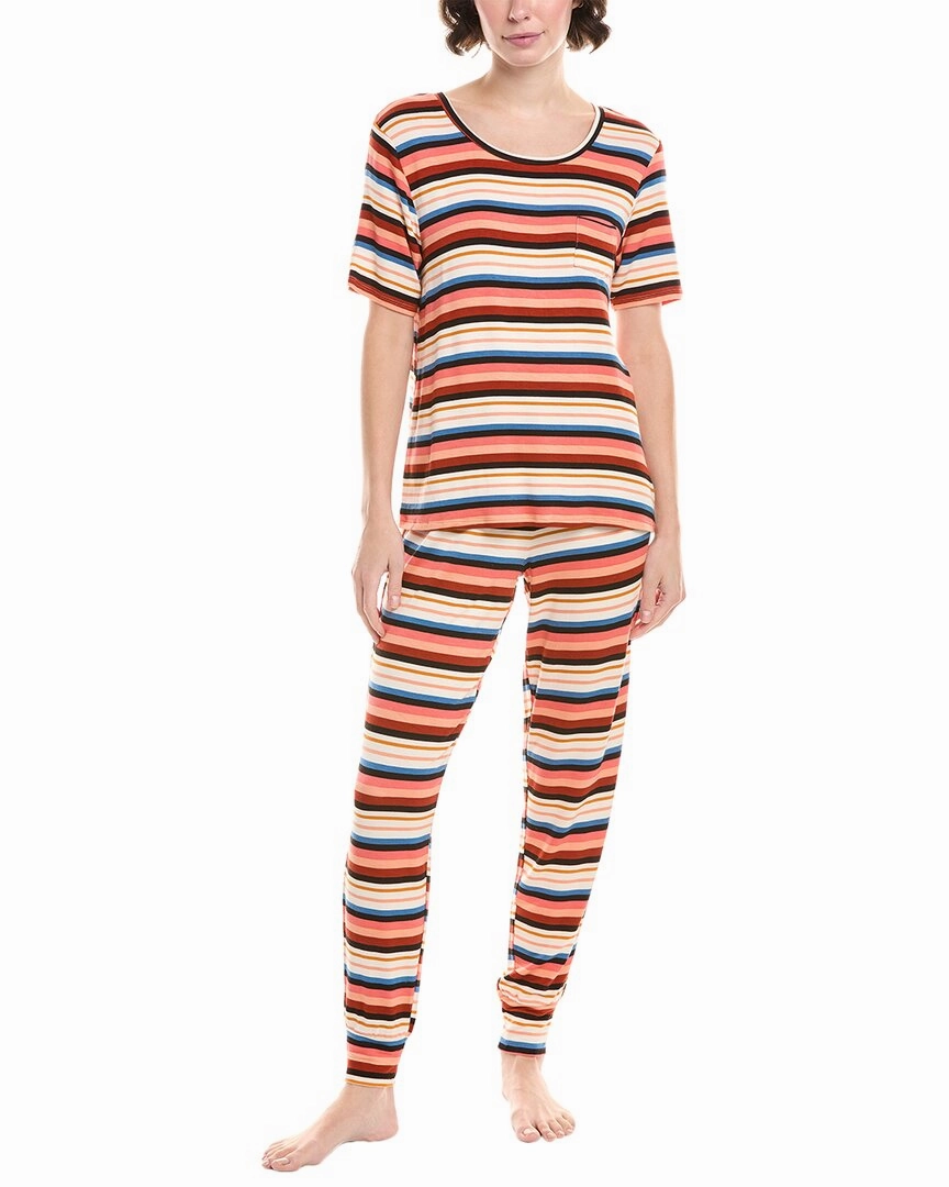 Honeydew 2pc Good Times Pajama Set Ribbed Collar Design Flexible Stretch Fabric