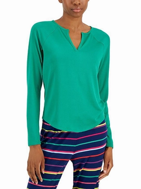Plush Brushed Interior QuickDry Lining Womens Ribbed Knit Nightwear Sleep Shirt