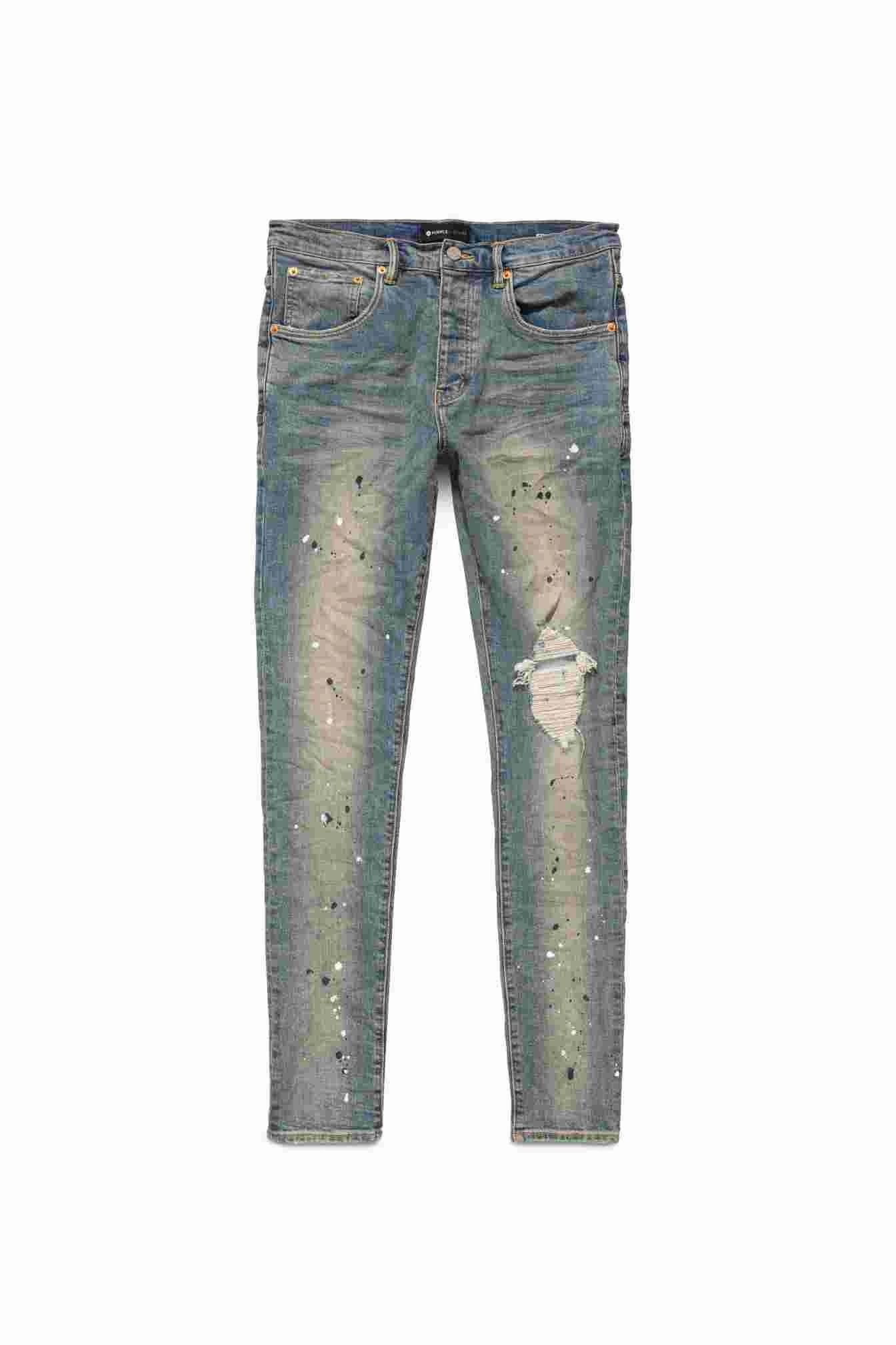 Mid Rise Destroy Paint Jeans Customizable length