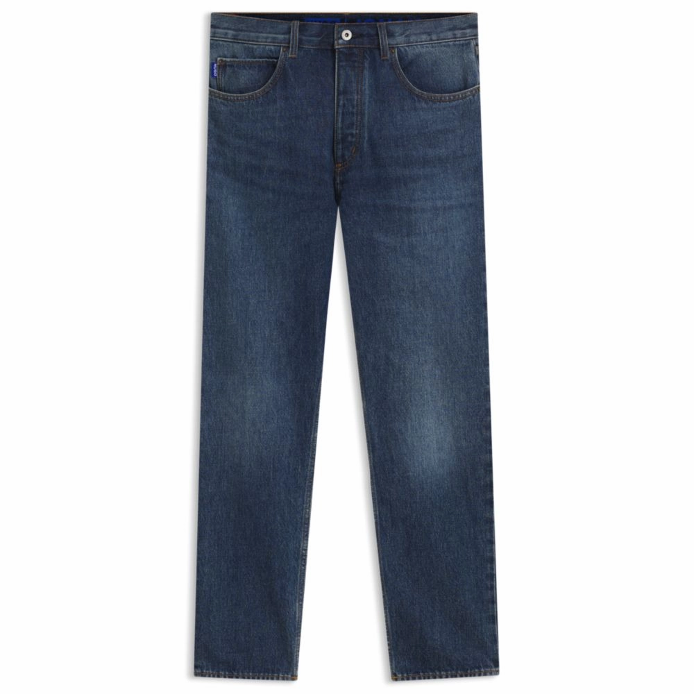 Regular-fit jeans in faded dark-blue denim Popular Staple Lifestyle Ready