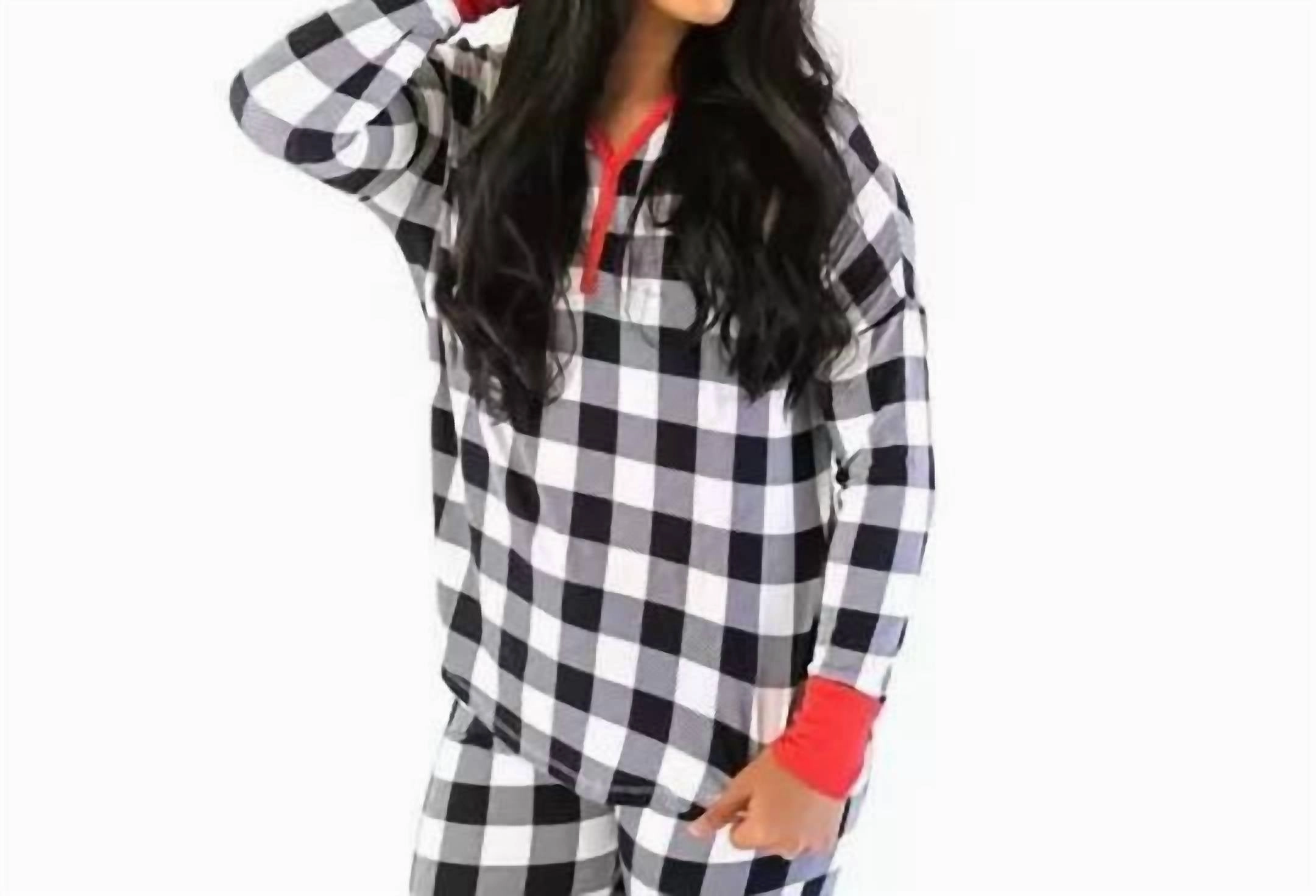 HighWaisted Design Hygroscopic Fiber Pajama Set In Buffalo Plaid
