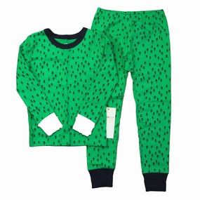 Adjustable Drawstrings Mightly Boys Green | Blue 2-piece Pajamas