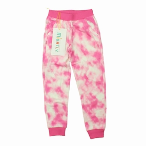 Flexible Layer Double Stitched Mightly Girls Pink Tie Dye Casual Pants
