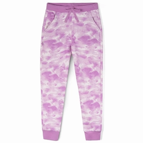 Recyclable Fabric Blend NoBuckleDesign Mightly Girls Purple Tie Dye Casual Pants
