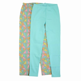 Mightly Girls Turquoise | Gray Leggings Clean Cut