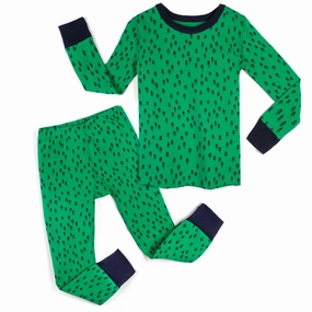 Mightly Unisex Evergreen 2-piece Pajamas Stretch Elastic Waistband