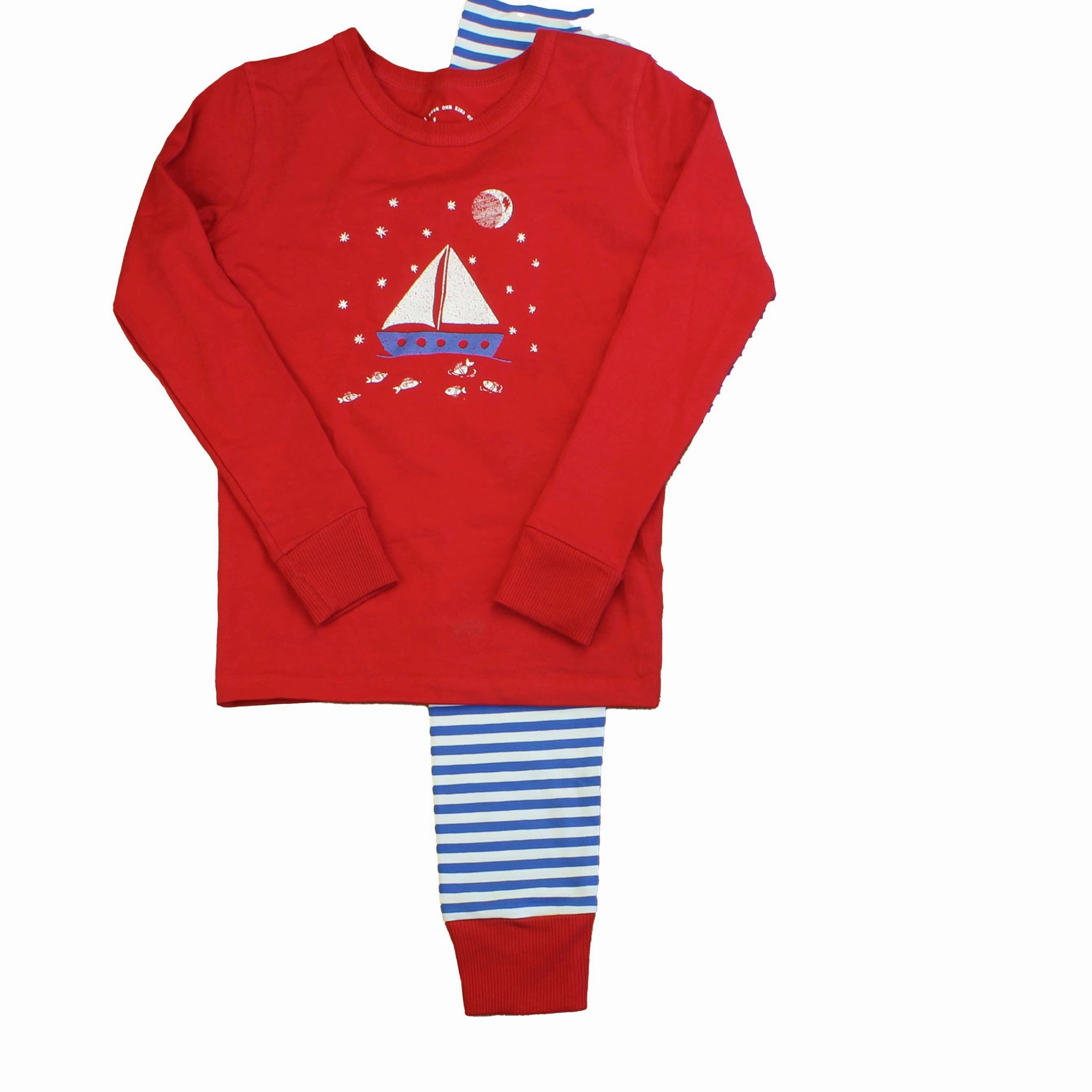 SweatWicking Fabric Moisture Control Fabric Mightly Unisex Red | Blue | White | Stripes 2-piece Pajamas