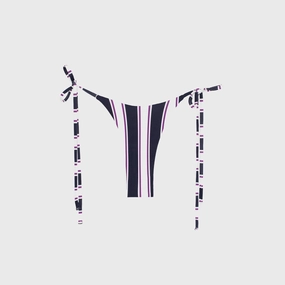 Mikoh Skye Classic High Leg Tie Side Bottom - Cabana Stripe Tummy Control Seaside Vacation