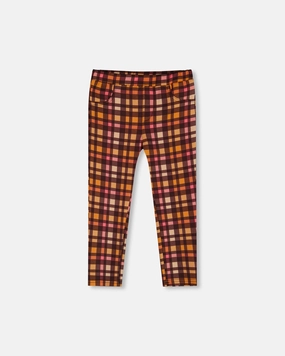 Milano Treggings Plaid Magenta And Brown Essential Wear