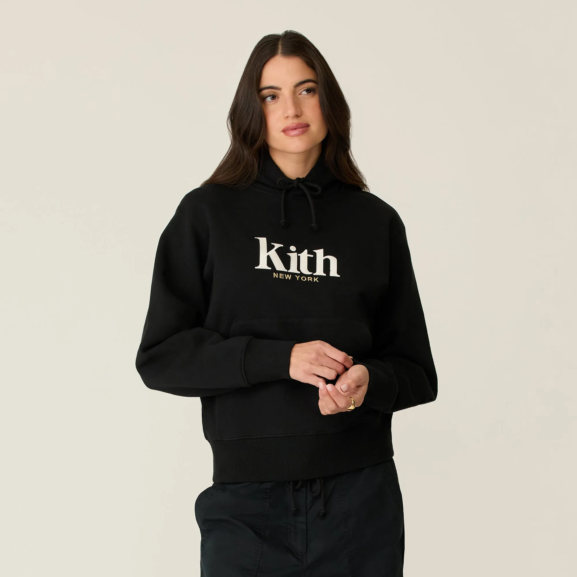 Essential Bold Two-Tone Design Kith Women Jane New York Hoodie II - Black