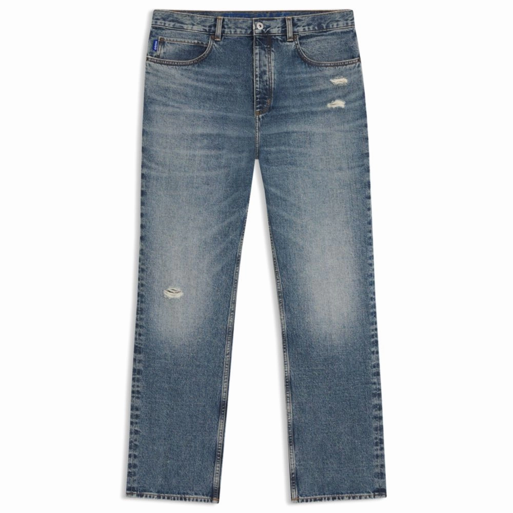 Baggy-fit jeans in blue distressed denim Non Irritating Inner Lining Unisex Fit