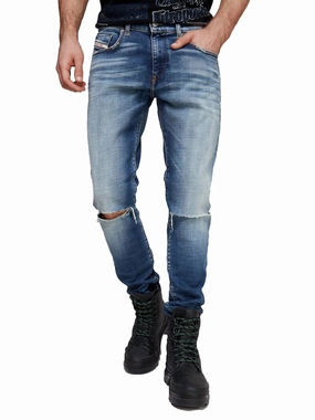 Traveler Gear Stretch Creative Look D-Strukt Ripped Slim Fit Denim Jeans In Blue