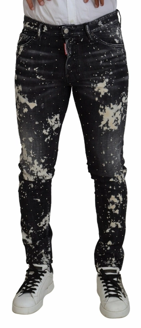 Durable Athlete Fit Travel Outfit Dsqua2  Washed  Color Splash Casual blue Men's Jeans