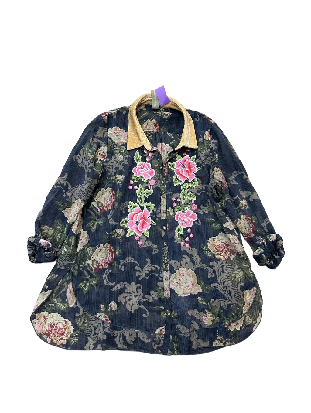 Blouse Long Sleeve By Aratta Silent Journey  Size: L Winter Hoodie Breathable Mesh Back