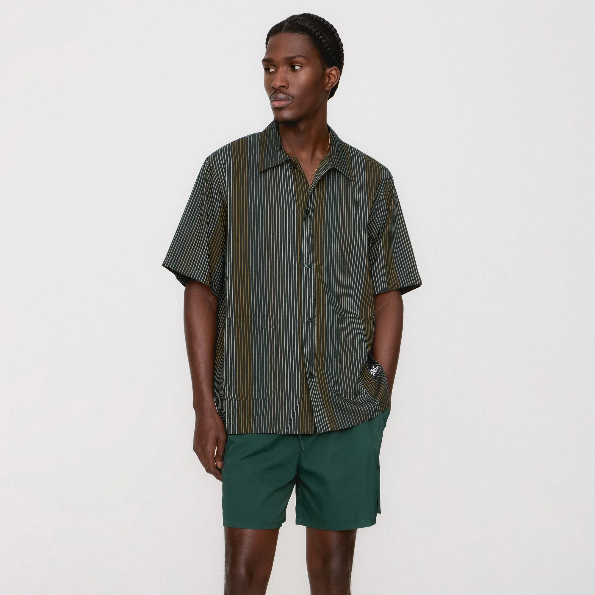 V-neck style Job Interview Kith Seersucker Boxy Collared Overshirt - Stadium