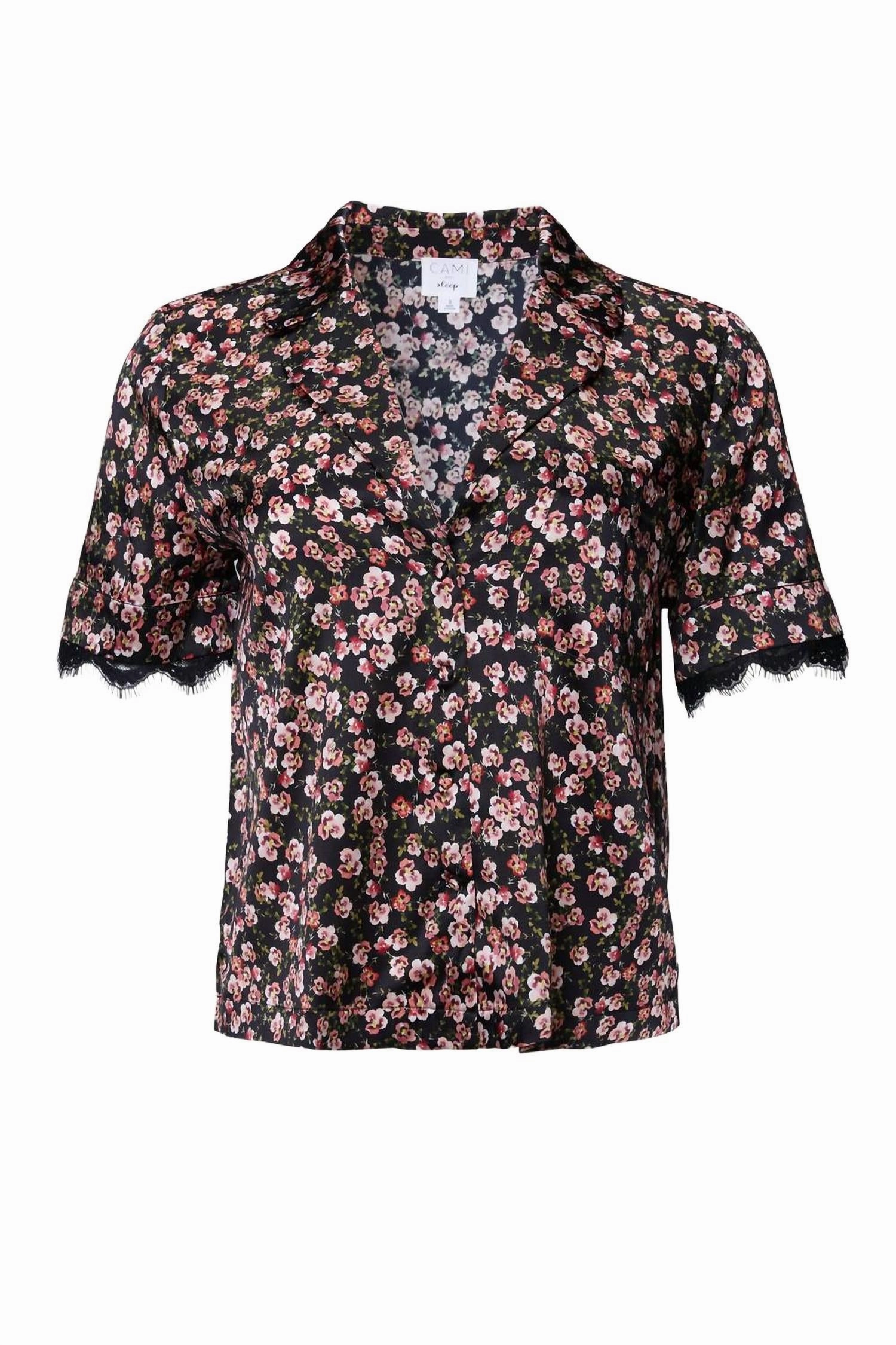 Adele Sleepwear Shirt In Pansy Tagless Labeling All Day Comfort Design