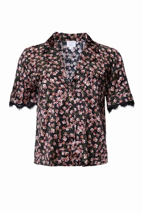 Adele Sleepwear Shirt In Pansy Adaptive Body Contouring Drop Shoulder Cut
